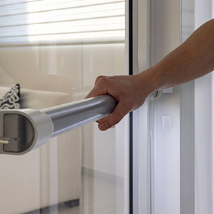 Door with handrail